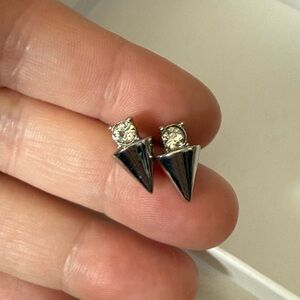 Rhinestone Stud Spike Earrings